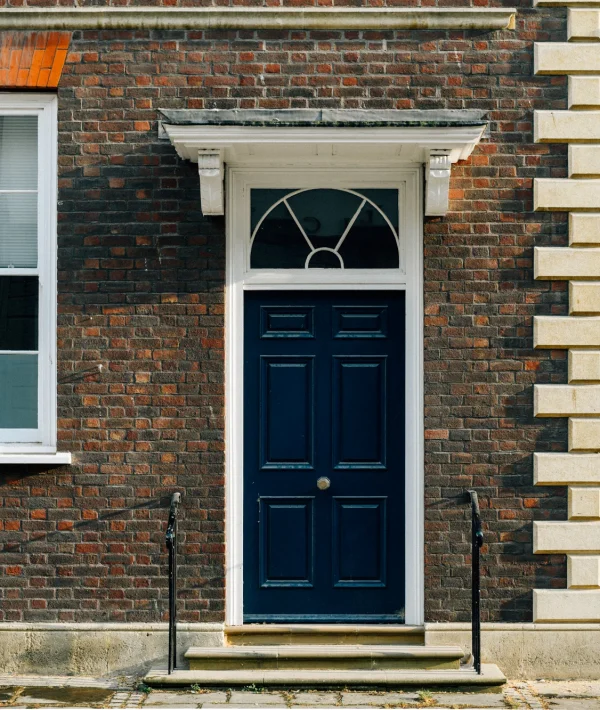 The front door of British townhouse.