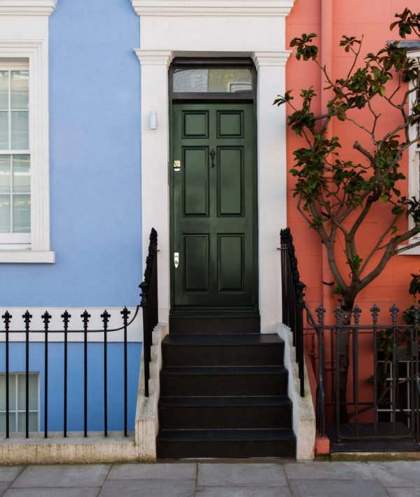 front-view-front-door-with-blue-orange-wall