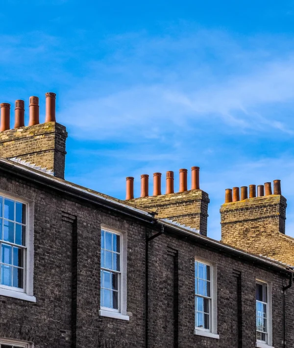 Traditional British house roofs.